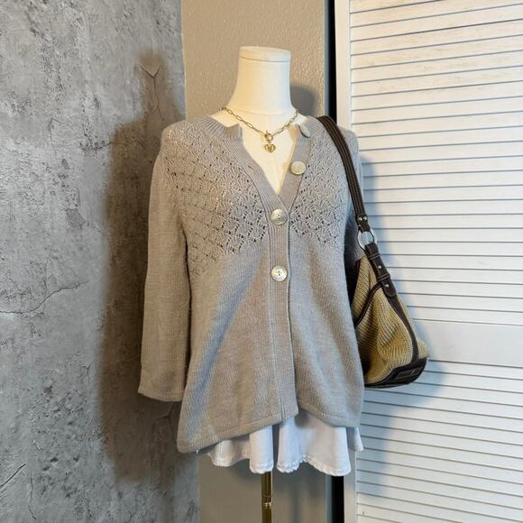 Kim Roger’s Grey Knit Button Up Cardigan - Picture 2 of 7